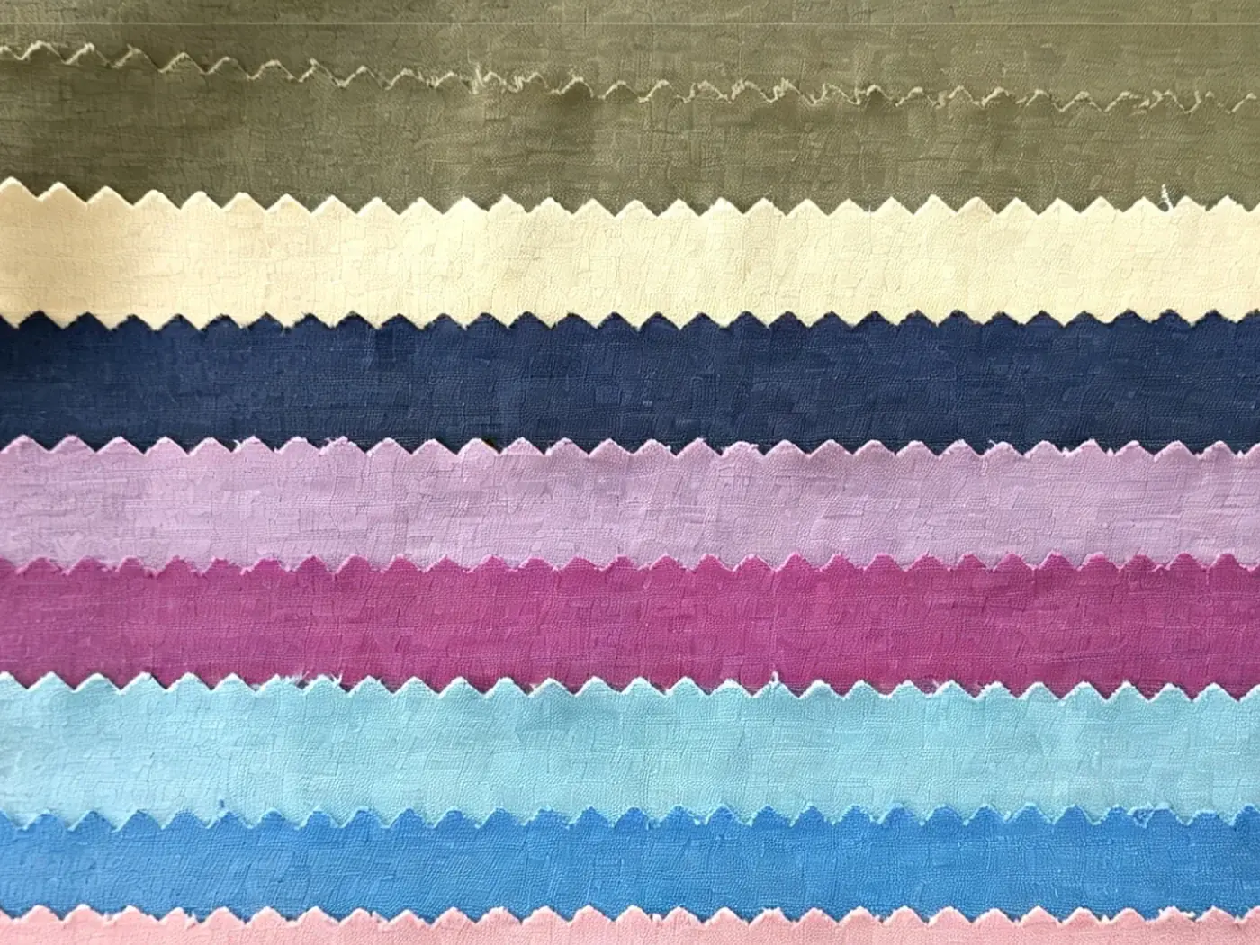 Clean cropped elastic Taslon fabric swatches