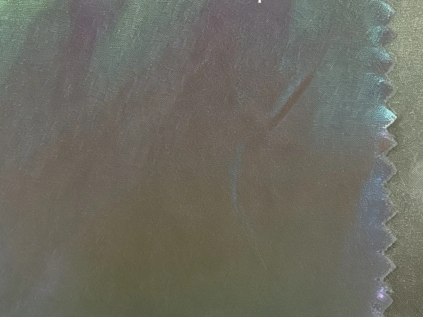 Clean cropped iridescent foil silver textile surface