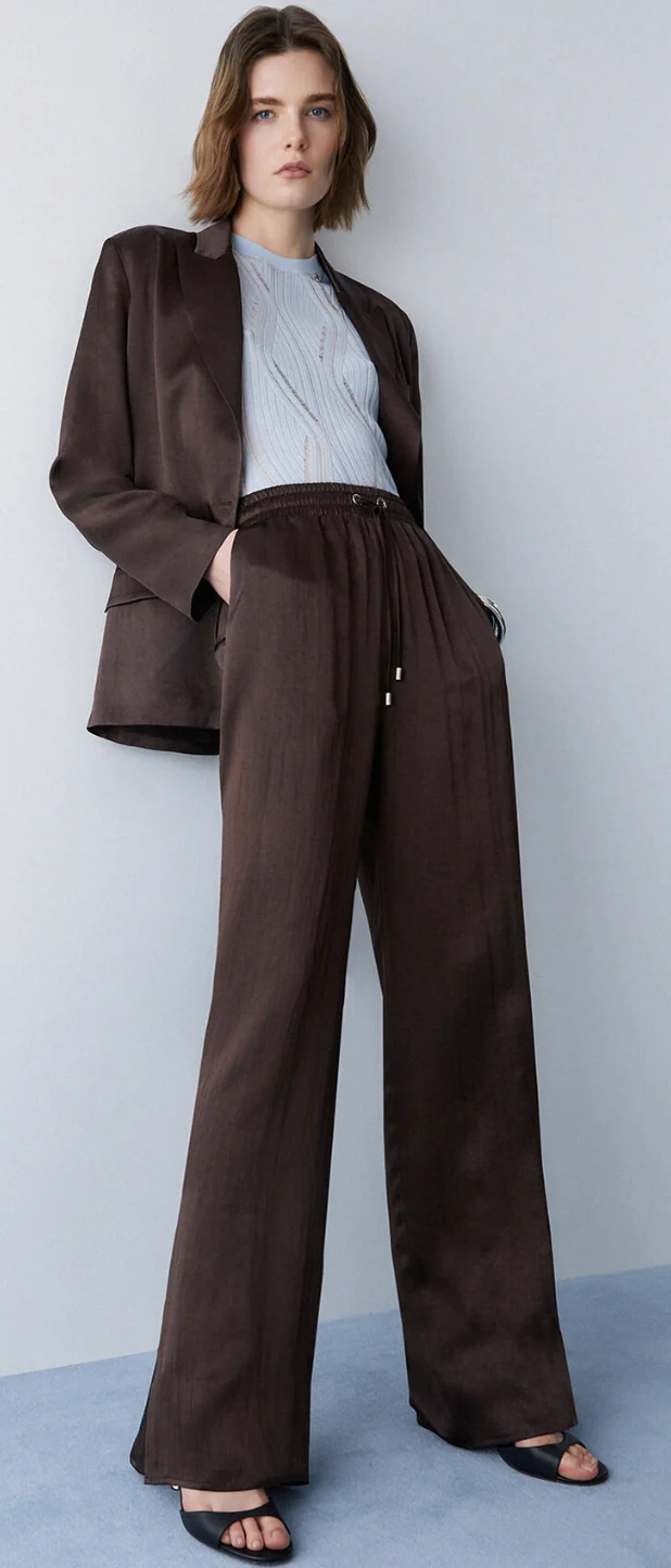 Brown tailored trousers application