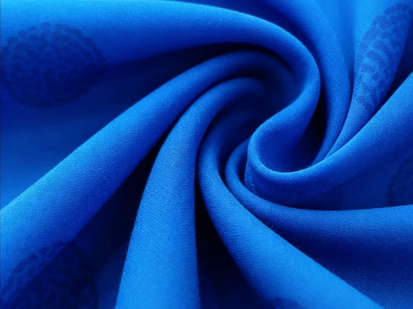 Clean cropped blue viscose digital print fabric base